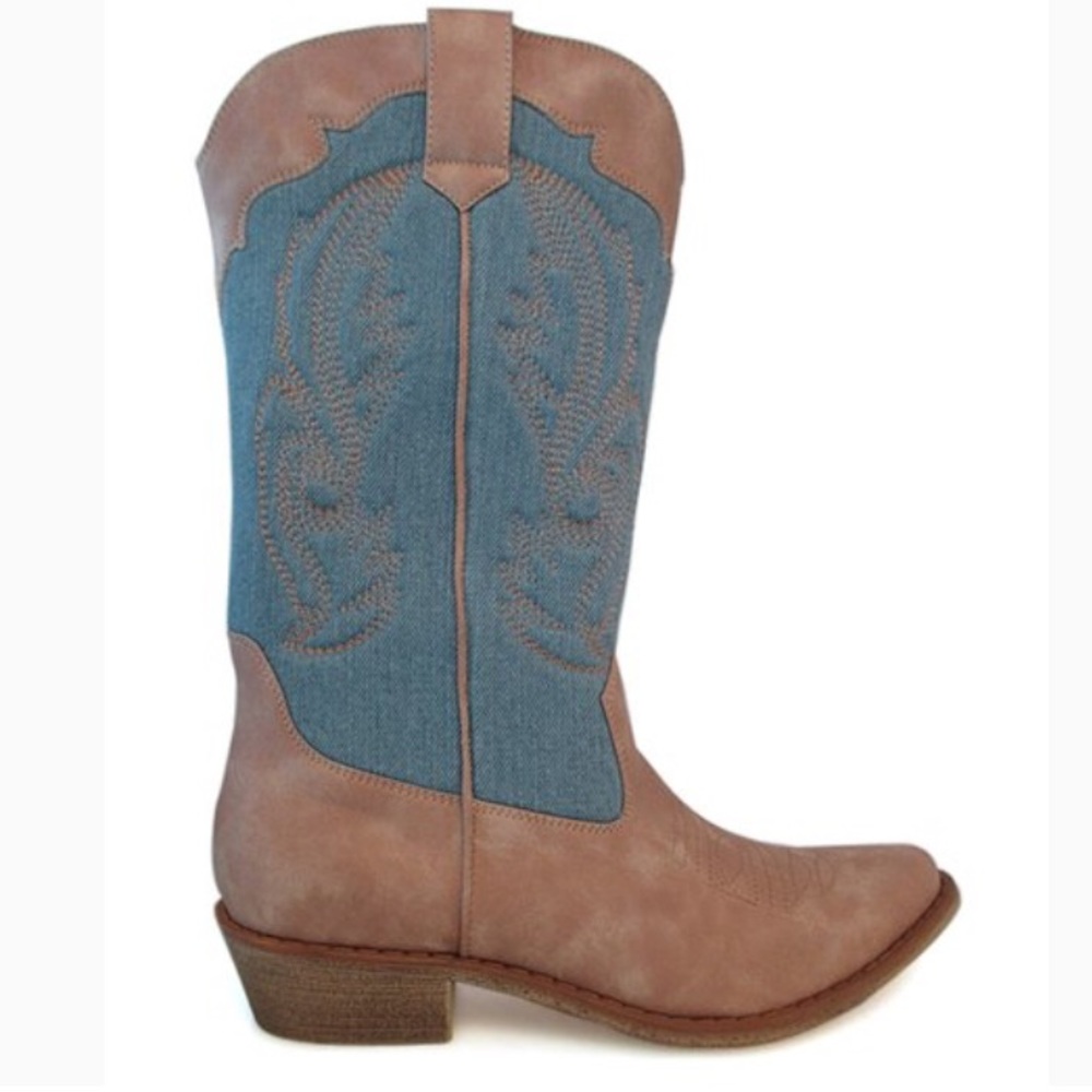 Cowboy Boots Santa Fe Natural Lt Denim 10M women’s